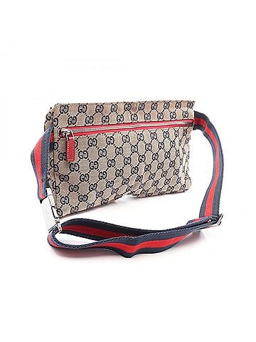 Gucci Gucci GG Canvas Waist Bag, Body Handbag, Leather, Men's &amp; Women's, Beige, Navy, Red, 28566 (view 2)