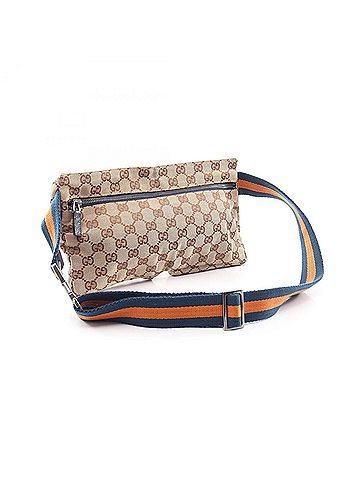 Gucci Gucci GG Canvas Waist Bag, Body Handbag, Leather, Men's &amp; Women's, Beige, Green, Orange, 28566 (view 2)
