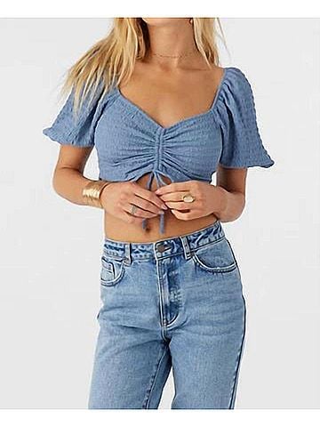 O'Neill Polly Cropped Top in Blue (view 2)