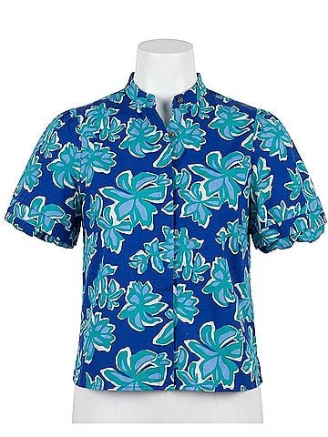 Southern Tide Payge Poplin Short Sleeeve Top in Surf Blue (view 1)