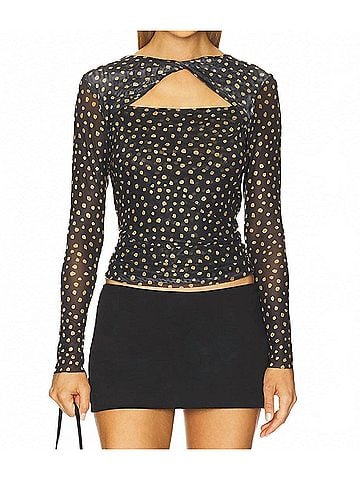 MISA Los Angeles Neriah Top in Golden Polka Dot (view 2)