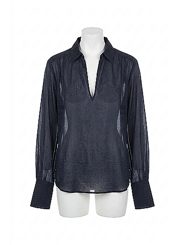 FRAME Keyhole Popover Top in Navy (view 1)