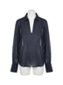 FRAME Solid Blue Keyhole Popover Top in Navy Size S - photo 1