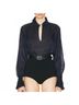 FRAME Solid Blue Keyhole Popover Top in Navy Size S - photo 2