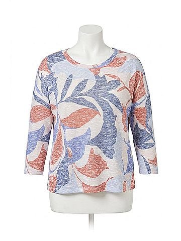Tribal Three Quarter Sleeve Crew Neck Top in Sky (view 1)