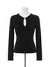 FRAME Solid Black Keyhole Top in Black Size L - photo 1