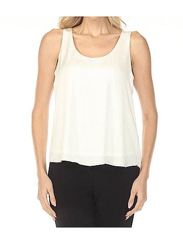 Joseph Ribkoff Scoop Neck Sleeveless Satin Top in Winter White (view 2)