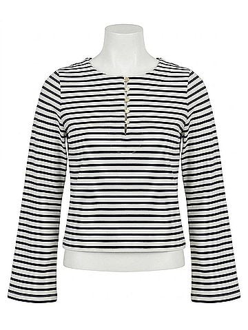 NATION LTD Silvia Bracelet Long Sleeve Top in Navy Breton Stripe (view 1)