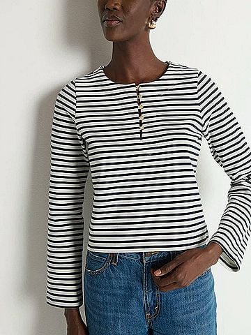NATION LTD Silvia Bracelet Long Sleeve Top in Navy Breton Stripe (view 2)