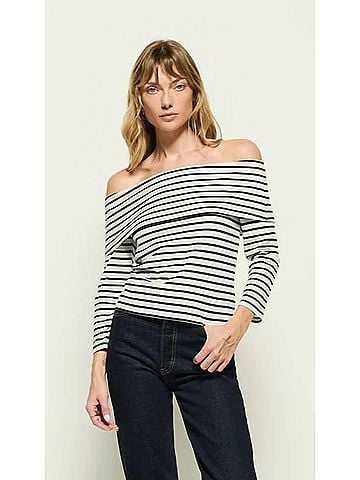 NATION LTD Alexi Off The Shoulder Top in Cross Walk Stripe (view 2)