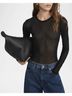 FRAME Solid Black Mesh Polka Dot Top in Black Size M - photo 2
