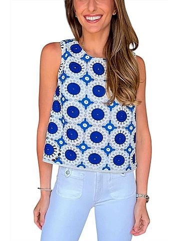 Drew Brayden Top in Blue/White (view 2)