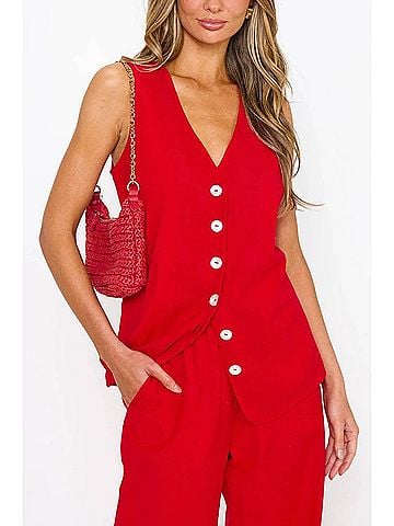 Show Me Your Mumu It Takes Two Sleeveless Top in Sundried Tomato Linen (view 2)