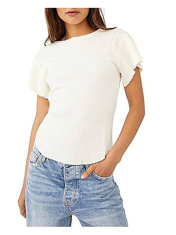 Free People What's Up Baby Waffle Tee in Tofu (view 2)