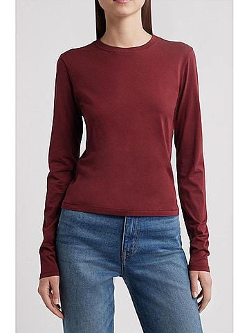 FRAME Long Sleeves Baby Tee in Syrah (view 2)