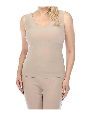 Joseph Ribkoff V-Neck Sleeveless Tank in Dune (view 2)