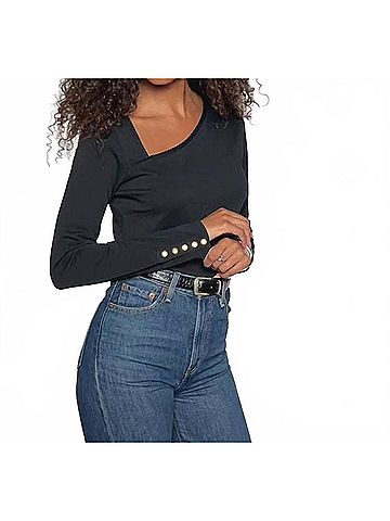 NATION LTD Anita Asymmetrical Top in Jet Black (view 2)