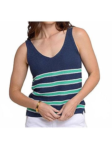 Southern Tide Alli Striped Sweater Tank in Dress Blue (view 2)