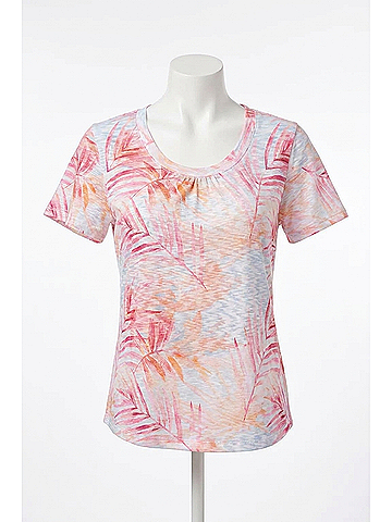Tribal Tropical Rasperberry Fern Short Sleeve Top in Raspberry (view 1)