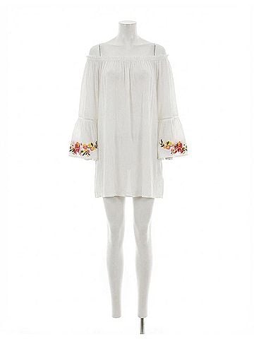 Johnny Was Casey Bell Sleeve Tunic Coverup in White (view 1)