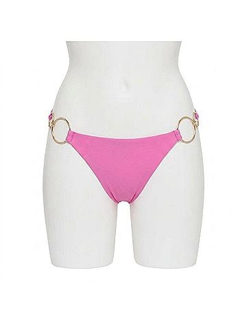 Steve Madden Strap Side Double Ring Bikini Bottom in Neon Pink (view 1)