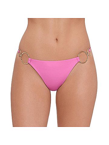 Steve Madden Strap Side Double Ring Bikini Bottom in Neon Pink (view 2)