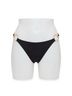 Steve Madden Solid Black Strap Side Double Ring Bikini Bottom in Raven Black Size XL - photo 1