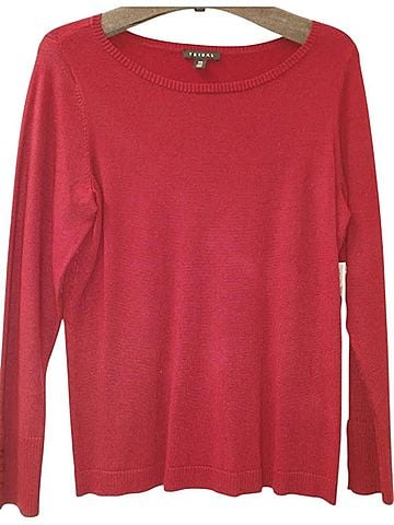 Tribal Women's Long Sleeve Pullover Sweater in Bordeaux (view 2)