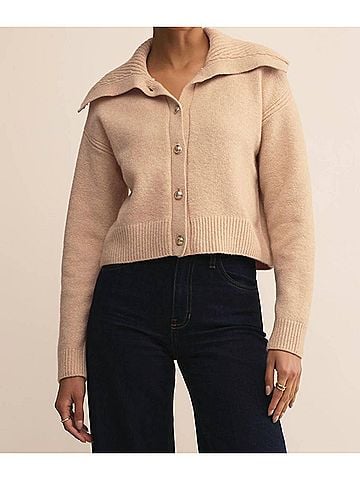 Z Supply Large Collar Cardigan in Oatmeal (view 2)