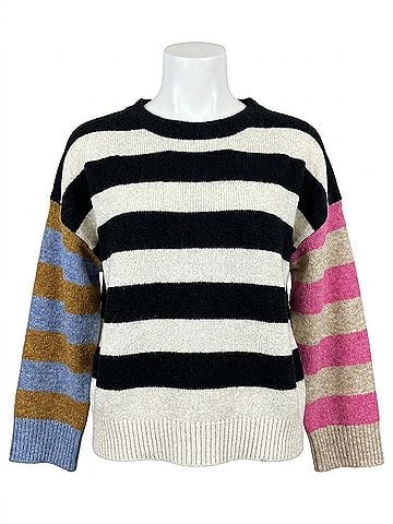 Central Park West Women's Color Pop Striped Sweater in White (view 1)