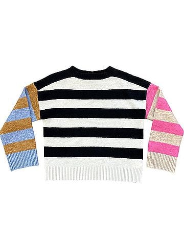 Central Park West Women's Color Pop Striped Sweater in White (view 2)
