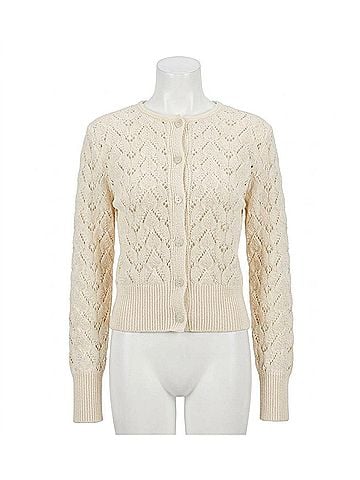 Free People Pretty In Pointelle Cardigan in Ivory (view 1)