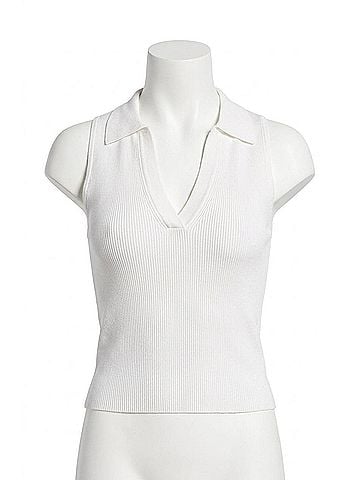 French Connection Mozza V-Neck Sleeveless Sweater in Summer White (view 1)