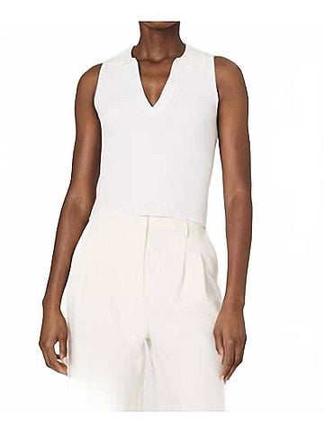 French Connection Mozza V-Neck Sleeveless Sweater in Summer White (view 2)