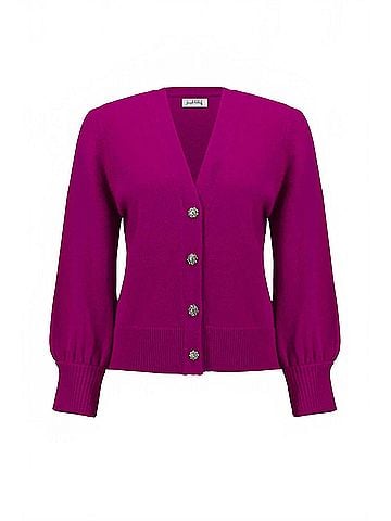 Joseph Ribkoff Shona Sweater Knit Cardigan With Puff Sleeves in Cosmos (view 1)