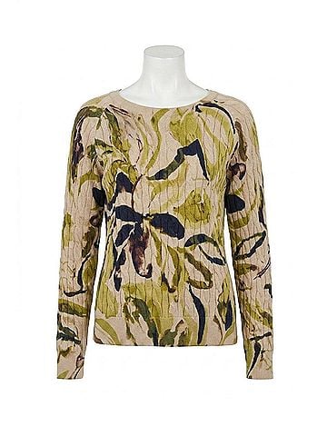 Tribal Long Sleeve Crew Neck Sweater in Leek (view 1)