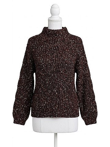 Tribal Funnel Neck Oversize Sweater in Coffee Bean (view 1)
