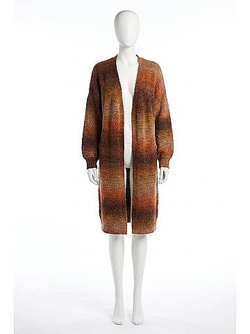 Tribal Long Sweater Cardigan in Dark Toffee (view 1)