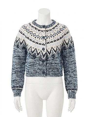 Z Supply North Sea Fair Isle Cardigan in Blue Velvet (view 1)