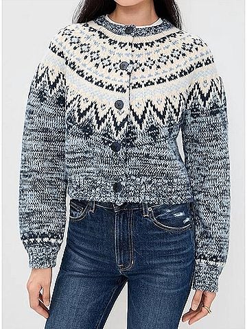 Z Supply North Sea Fair Isle Cardigan in Blue Velvet (view 2)