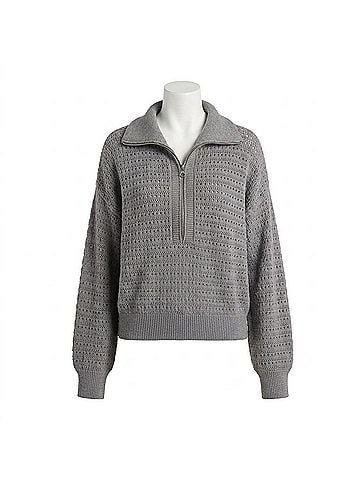 Varley Darla Half Zip Knit Sweater in Silver Filigree Melange (view 1)