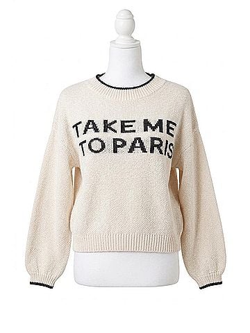 Vintage Havana Take Me To Paris Sweater in Ivory With Black (view 1)