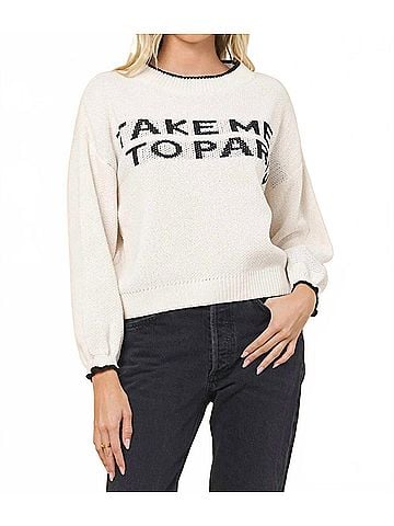 Vintage Havana Take Me To Paris Sweater in Ivory With Black (view 2)