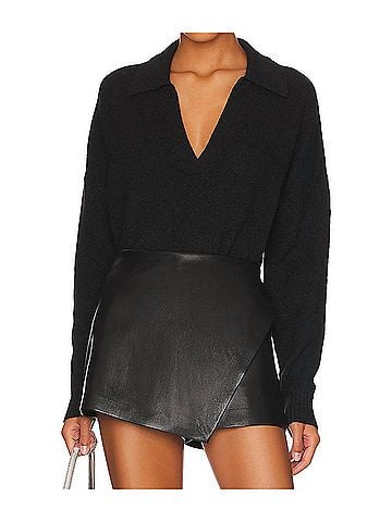 Central Park West Marti Polo Sweater in Black (view 2)