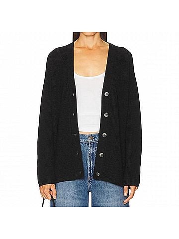 Velvet by Graham & Spencer Monet V-Neck Cardigan in Charcoal (view 2)
