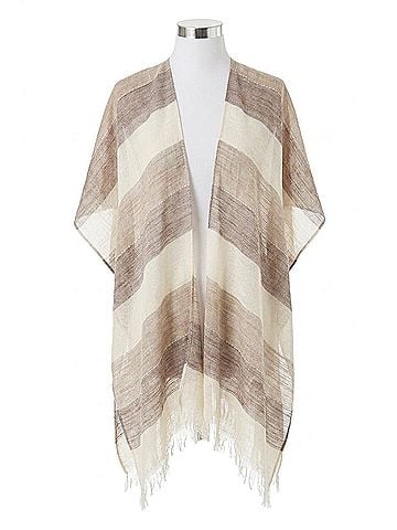 Coco + Carmen Oriana Stripe Ruana in Naturals (view 1)
