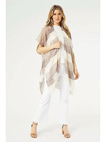 Coco + Carmen Oriana Stripe Ruana in Naturals (view 2)