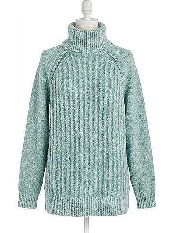 Free People Big City Ribbed Pullover Turtleneck Sweater in Green (view 1)