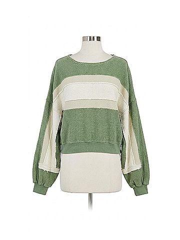Free People Palo Alto Pullover Sweater in Cool Moss Combo (view 1)