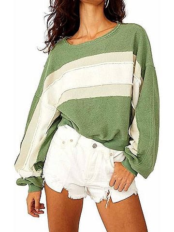 Free People Palo Alto Pullover Sweater in Cool Moss Combo (view 2)
